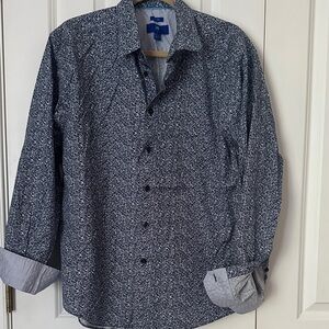 Egara Navy and White Non-Iron Shirt